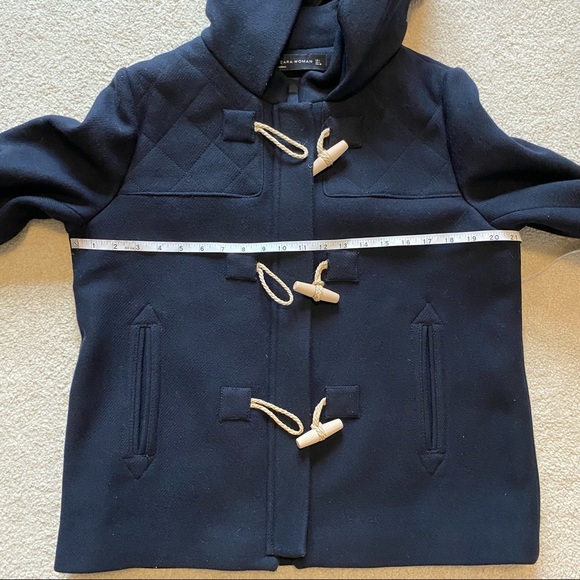 Zara Navy Wool Blend Toggle Hooded Jacket - Picture 15 of 15